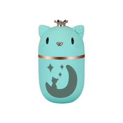 加湿器小型家用卧室大容量喷雾净化空气usb办公室七彩灯创意增湿|萌猫---清新绿 加湿器+5根棉棒+小风扇+小台灯