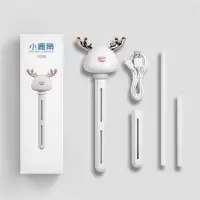 小鹿角迷你加湿器便携式usb静音办公室桌面家用卧室车载学生喷雾|小鹿角米白色+2根棉芯+数据线