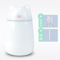加湿器usb办公室桌面静音卧室大雾量家用便携孕妇婴儿香|喵咪白色(按钮有颜色)[特价款] 标准款+五个棉棒+五个香薰