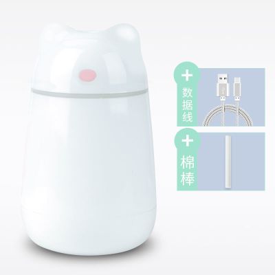 加湿器usb办公室桌面静音卧室大雾量家用便携孕妇婴|喵咪白色(按钮有颜色)[特价款] 标准款+防湿布+两瓶香薰+两根棉棒