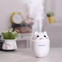 抖音同款迷你usb加湿器家用卧室学生三合一喷雾风扇卡通可爱便携|萌宠白色【带风扇灯】