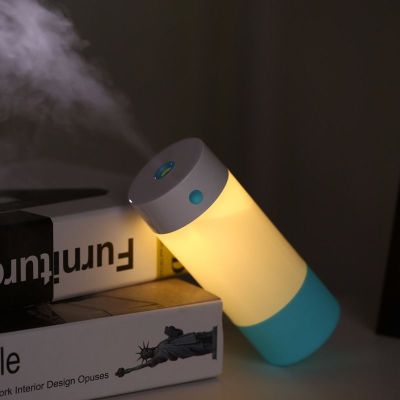 抖音同款迷你usb加湿器家用卧室学生三合一喷雾风扇卡通可爱便携|一号蓝色[久按夜灯]