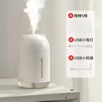 加湿器家用卧室迷你学生大雾量车载小型办公室静音便携空气净化器|冰川白(送5根棉棒+USB灯+风扇)