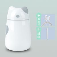 加湿器usb办公室桌面静音卧室大雾量家用便携孕妇婴|喵咪灰色(插电款) 标准款(送usb线+一个棉棒)