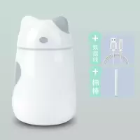 加湿器usb办公室桌面静音卧室大雾量家用便携孕妇婴|喵咪灰色(插电款) 标准款+五个棉棒