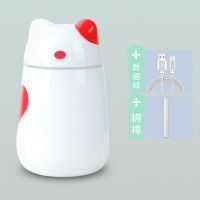 加湿器usb办公室桌面静音卧室大雾量家用便携孕妇婴|喵咪红色（插电款） 单机+棉棒（无usb数据线）