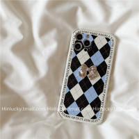 ins学院风菱格蝴蝶结适用于iPhone13promax苹果11手机壳xr/xsmax/8plus防摔iphone12硅