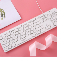 复古朋克有线键盘巧克力家用笔记本电脑发光键盘女生可爱