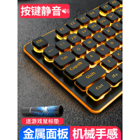 键盘有线游戏机械手感电竞台式电脑笔记本外接巧克力女生可爱发光键鼠薄膜办公打字专用鼠标套装