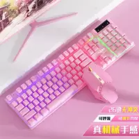 键盘鼠标套装 机械手感发光有线 悬浮键鼠吃鸡游戏电脑笔记本