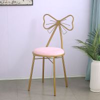 网红椅子简约化妆椅子北欧梳妆台金属设计靠背餐椅蝴蝶结凳子铁艺