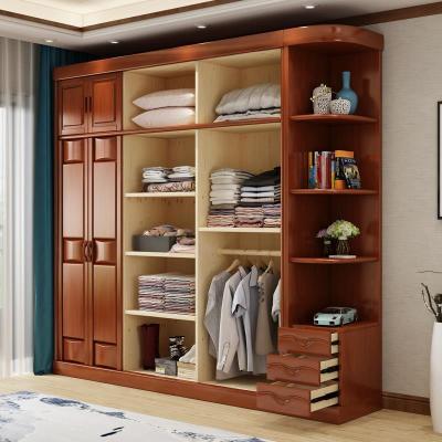 实木衣柜中式衣橱简约现代家用经济型加厚组装对开拉卧室大衣柜