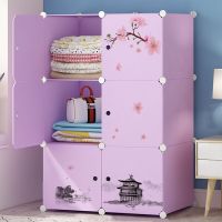 简易衣柜塑料收纳柜仿实木钢管加粗加固家具推拉简约儿童储物柜