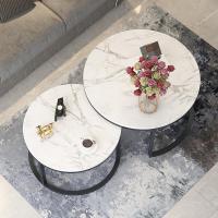 北欧岩板圆形茶几组合小户型简约现代客厅网红轻奢大理石小茶几桌