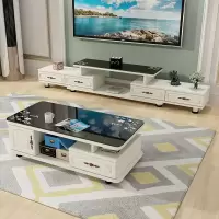 圆角茶几简约现代欧式客厅电视柜组合茶桌家用小户型玻璃茶几桌