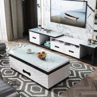 多功能客厅两用茶几电视柜小户型简约手动升降钢化玻璃茶几电脑桌 1.2米白色升降茶几 整装