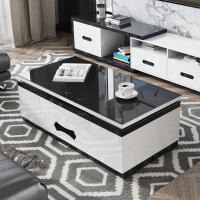 多功能客厅两用茶几电视柜小户型简约手动升降钢化玻璃茶几电脑桌 1.2米黑色升降茶几+电视柜 整装