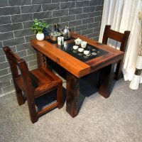 老船木茶桌椅组合实木茶艺桌功夫茶台泡茶桌客厅茶几新中式喝茶桌 100长x65宽x70高单桌(cm)