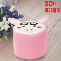 凳子家用创意时尚实木小板凳经济型卧室客厅圆凳换鞋凳宝宝矮凳子 35厘米眼镜猪