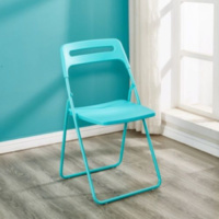 成人椅子折叠椅凳子电脑椅培训椅会议椅餐椅办公椅塑料椅靠背椅子 ABS材质8017特厚管壁兰色