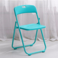 成人椅子折叠椅凳子电脑椅培训椅会议椅餐椅办公椅塑料椅靠背椅子 精品加强加厚全湖兰色