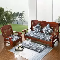 秋冬季加厚三人连体通用实木沙发垫子红木沙发坐垫椅垫防滑可拆洗 法莱绒忆江南 同款抱枕45*45