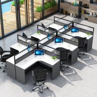 办公家具简约现代l型6/4人位隔断屏风办公室卡座职员办公桌椅组合