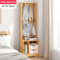 简易床头柜子储物柜简约现代床边小柜子收纳柜卧室带锁便宜床边柜 挂衣款48*30*166双抽松木色