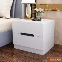 床头柜欧式简约现代烤漆白色花黑白经济型小柜子卧室收纳柜 时尚款两抽长50高41厚42