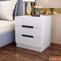 床头柜欧式简约现代烤漆白色花黑白经济型小柜子卧室收纳柜 时尚款三抽长50高57厚42