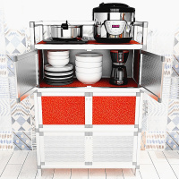 碗柜子厨房碗柜柜铝合金碗柜简易组装多功能小碗柜家用厨房茶水柜