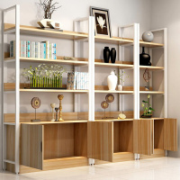 货架仓储化妆品展示柜钢木书架书柜陈列柜储物架置物架整理架鞋架 浅胡桃白架 四层100*30*145