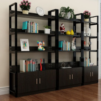 货架仓储化妆品展示柜钢木书架书柜陈列柜储物架置物架整理架鞋架 黑色黑架 四层100*30*145