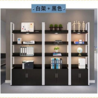 货架仓储化妆品展示柜钢木书架书柜陈列柜储物架置物架整理架鞋架 黑色白架 四层120*30*145