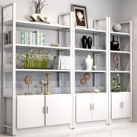 货架仓储化妆品展示柜钢木书架书柜陈列柜储物架置物架整理架鞋架 白色白架 三层60*30*108