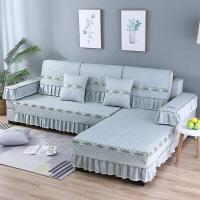 四季通用沙发垫欧式现代简约防滑沙发坐垫沙发套全包贵妃沙发套罩 静谧时光[灰色] 90*240CM[一片装]