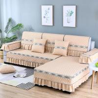 四季通用沙发垫欧式现代简约防滑沙发坐垫沙发套全包贵妃沙发套罩 静谧时光[咖色] 90*210CM[一片装]