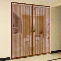 魔术贴防蚊帘夏季高档磁铁纱窗家用沙帘磁性纱加密粘纱窗纱网 咖啡条纹（全磁铁+超宽魔术贴） 90宽220高（门框外边尺寸）