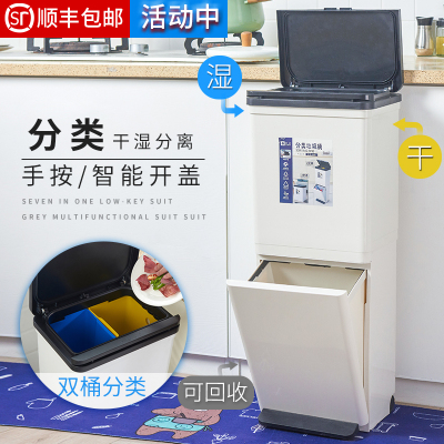 垃圾分类垃圾桶智能感应式一体家用双层厨房分类桶厨余垃圾桶专用