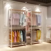 商场服装店展示架落地式组合衣架男女双层挂衣架童装铁艺衣帽架