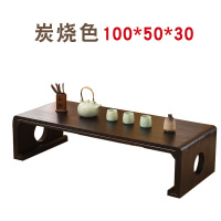 简易日式简约实木桐木榻榻米桌电脑桌飘窗茶几国学桌地台茶几长桌 炭烧色100*50*30 整装