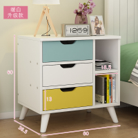 简易床头柜简约现代卧室北欧床边小柜子经济型储物柜多功能收纳柜 60x36.5x60cm暖白色(升级款) 组装