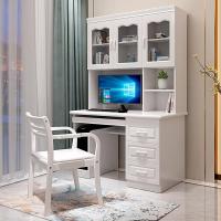 中式实木书桌书柜一体家用台式电脑带书架写字台书房家具套装组合