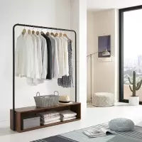 椅恋落地晾衣架卧室简易单杆式简约挂衣服架子衣帽架木制置物架