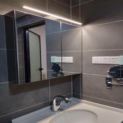 不锈钢浴室镜柜带灯镜箱厕所挂墙式卫生间镜面洗手间镜子带置物架