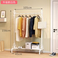 单杆式晾衣架落地简易挂衣家用卧室内晒衣架折叠阳台凉衣服的架子 升级款-105cm-白色(下面有置物板) 1个
