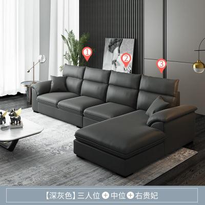 现代简约布艺沙发组合客厅可拆洗皮布沙发小户型db1558 深灰色（科技布） 三人位+右贵妃位