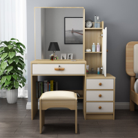 梳妆台卧室小户型迷你梳妆桌现代简约化妆台网红ins简易小化妆桌 188胡桃色右柜(送凳子) 组装