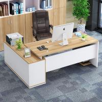 办公桌简约现代时尚单人老板桌带柜子办公家具转角大班台经理桌