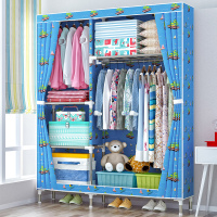 住宅家具柜类简易衣柜大容量不锈钢双人布衣橱大号非实木单人衣柜 1米加粗钢管小船大海